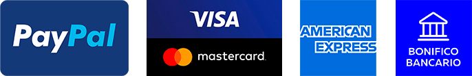 Metodi di Pagamento accettati dalla Tipografia Lussografica: Visa, Mastercard, American Express e Bonifico Bancario